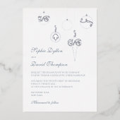 Weihnachtsbaumschmuck Eisblauer Hochzeitstil Folieneinladung (Vorderseite)