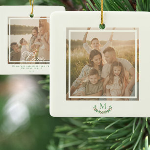 Weihnachtsbaumschmuck Familienfoto Monogramm Keramikornament