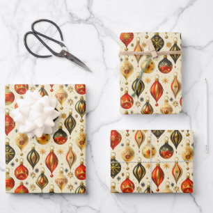 Weihnachtsbaumschmuck Farbiges Gold Design Geschenkpapier Set