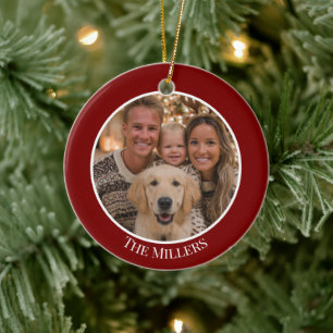 Weihnachtsbaumschmuck Fügen Sie Ihr Foto und Text Keramik Ornament