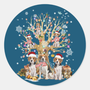 Weihnachtsbaumschmuck für Hunde im Beagle Runder Aufkleber