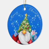 Weihnachtsbaumschmuck Gnome mit Geschenken Keramik Ornament (Links)