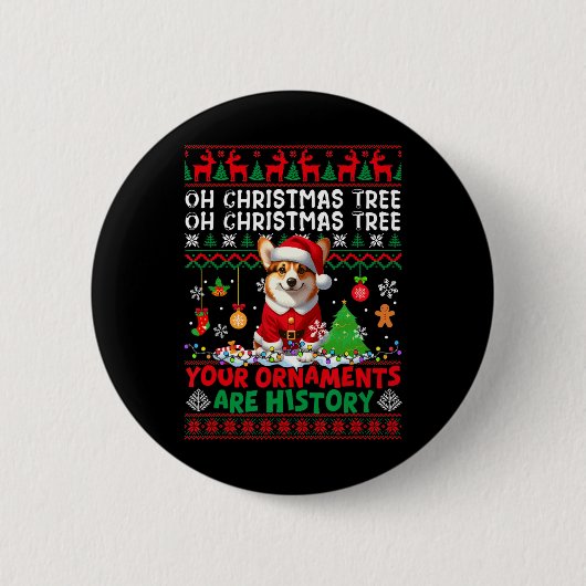 Weihnachtsbaumschmuck ist Geschichte Sweater Santa Button (Vorderseite)