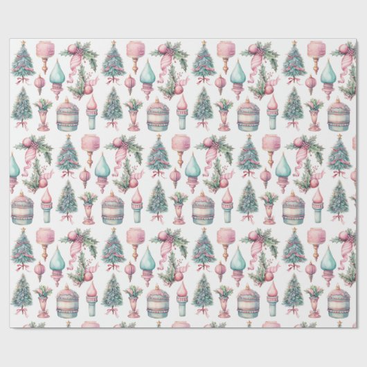 Weihnachtsbaumschmuck Pink Mint Geschenkpapier (Flach)
