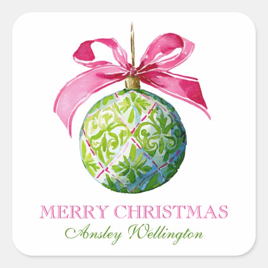 Weihnachtsbaumschmuck Quadratischer Aufkleber (Vorderseite)