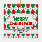 Weihnachtsbaumschmuck - Raute und Bögen. Keramikornament (Rückseite)