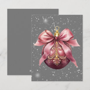 Weihnachtsbaumschmuck Rosa, graue Weihnachtskarte Feiertagskarte