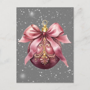 Weihnachtsbaumschmuck Rosa, graue Weihnachtskarte Feiertagspostkarte