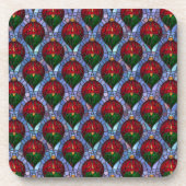 Weihnachtsbaumschmuck Rot Grün Blau Bleiglas Getränkeuntersetzer (Vorderseite)