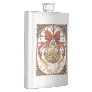 Weihnachtsbaumschmuck Rot Und Beige Art Nouveau  Flachmann