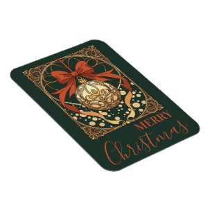 Weihnachtsbaumschmuck Rot Und Beige Jugendstil Magnet