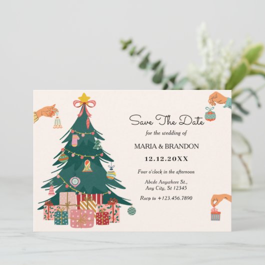 Weihnachtsbaumschmuck Save The Date (Stehend Vorderseite)