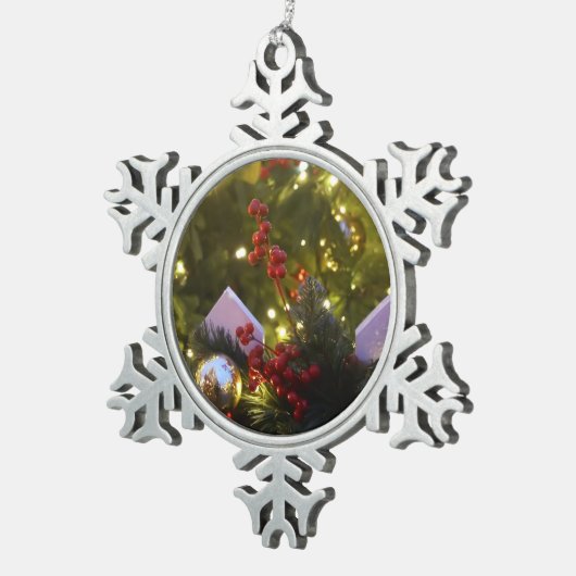 Weihnachtsbaumschmuck Schneeflocken Zinn-Ornament (Rechts)