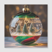 Weihnachtsbaumschmuck Schneekugel mit kleinem Baum Magnetkarte (Vorderseite)