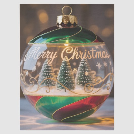 Weihnachtsbaumschmuck Schneekugel mit winzigem Bau Seidenpapier (Vorderseite)