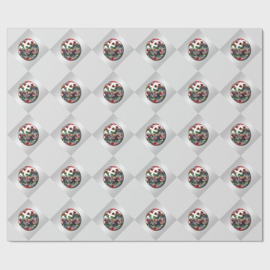 Weihnachtsbaumschmuck silberrot grün geschenkpapier (Flach)