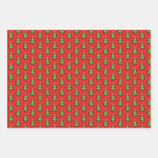 Weihnachtsbaumschmuck - Sterne Muster Geschenkpapier Set (Vorderseite)