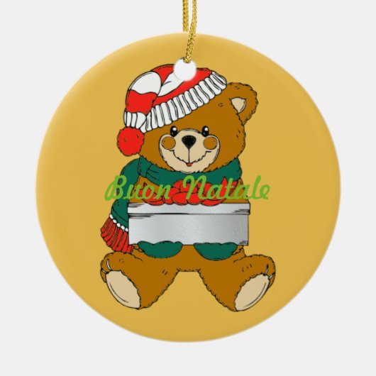 Weihnachtsbaumschmuck Teddybär Keramikornament (Vorne)