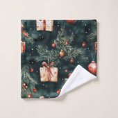 Weihnachtsbaumschmuck und Geschenkmuster Badhandtuch Set (Waschlappen)