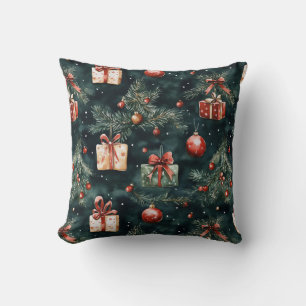 Weihnachtsbaumschmuck und Geschenkmuster Kissen