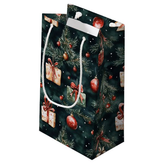 Weihnachtsbaumschmuck und Geschenkmuster Kleine Geschenktüte (Rückseite Schrägansicht)