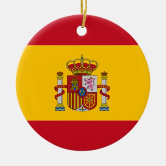 Weihnachtsbaumschmuck unter spanischer Flagge Keramik Ornament (Vorne)