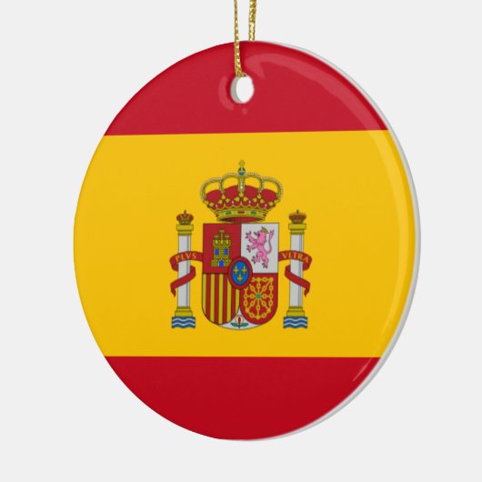 Weihnachtsbaumschmuck unter spanischer Flagge Keramik Ornament (Links)