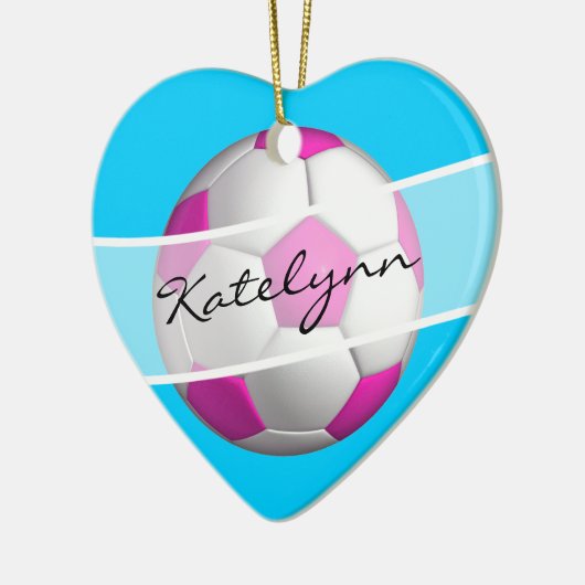 Weihnachtsbaumschmuck von Fußballspielerinnen Keramikornament (Links)