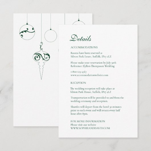 Weihnachtsbaumschmuck Winter Green Begleitkarte (Vorne/Hinten)