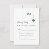 Weihnachtsbaumschmuck Wintergrüne Hochzeit RSVP Karte (Vorderseite)