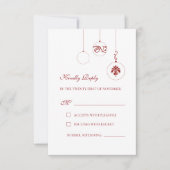 Weihnachtsbaumschmuck Winterroter Hochzeit RSVP Karte (Vorderseite)