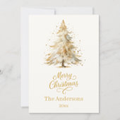 Weihnachtsbaumschnee Beige elegante Schrift Feiertagskarte (Vorderseite)