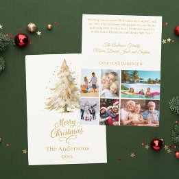 Weihnachtsbaumschnee beige Foto Jahr in Überprüfun Feiertagskarte