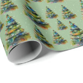 Weihnachtsbaumschneeflocke Zeichnend Grün Geschenkpapier (Rolleneckpunkt)