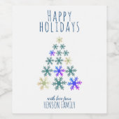 Weihnachtsbaumschneeflocken Festlich personalisier Weinetikett (Einzelnes Label)