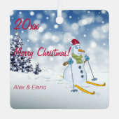 Weihnachtsbaumschneemänner Metal Square Ornament Aus Metall (Vorderseite)