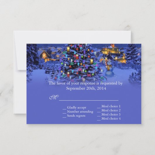 Weihnachtsbaumschneezeit RSVP Karte (Vorderseite)