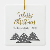 Weihnachtsbaumskript Minimalistische Festfamilie Keramikornament (Rückseite)