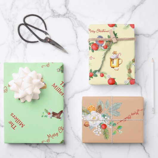 Weihnachtsbaumspielzeug-Familie - Geschenke Geschenkpapier Set (Vorderseite)