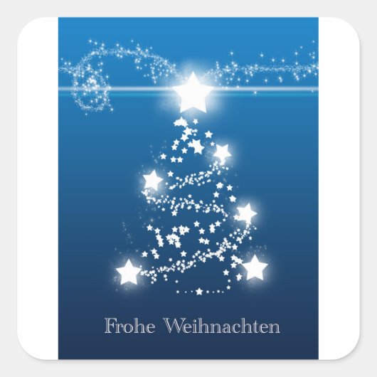 Weihnachtsbaumstar Frohe Weihnachten Quadratischer Aufkleber (Vorderseite)