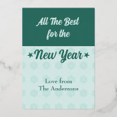 Weihnachtsbaumstars Schneeflocken Foto grün Folien Feiertagskarte (Rückseite)