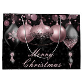 Weihnachtsbaumsteine in Schwarz und Rosa Große Geschenktüte (Rückseite)