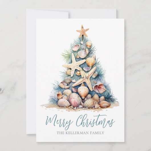 Weihnachtsbaumstrand Feiertagskarte (Vorderseite)