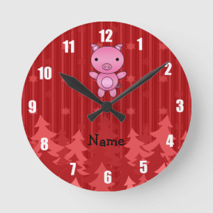 Weihnachtsbaumstreifen des personalisierten runde wanduhr