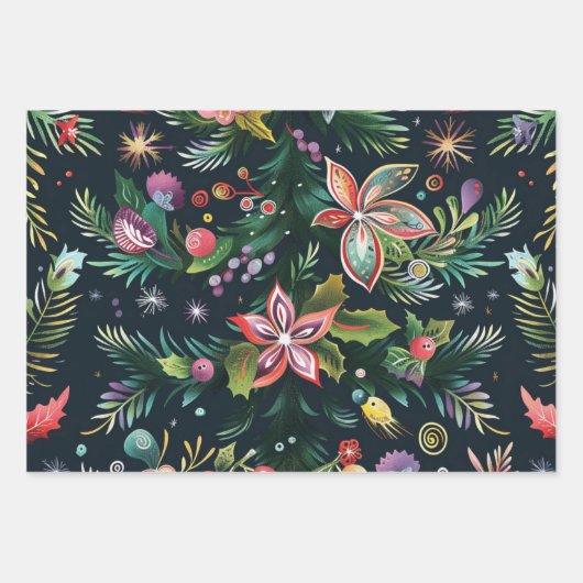 Weihnachtsbaumstruktur Geschenkpapier Set (Vorderseite)