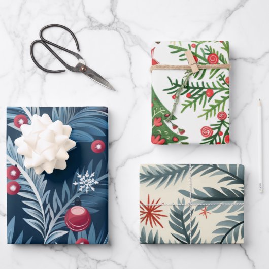 Weihnachtsbaumstruktur Geschenkpapier Set (Vorderseite)