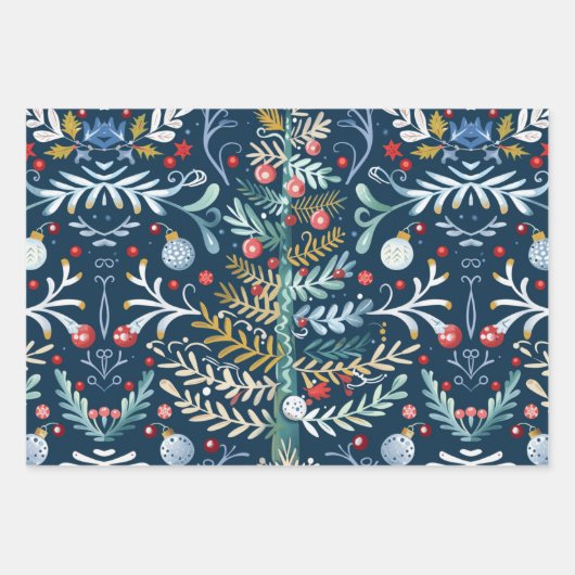 Weihnachtsbaumstruktur Geschenkpapier Set (Vorderseite 2)