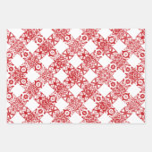 Weihnachtsbaumstruktur in Rot-Weiß-Spitzen Geschenkpapier Set (Vorderseite 3)