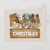 Weihnachtsbaumtiere Feiertagspostkarte (Vorderseite)