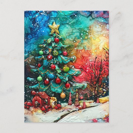 Weihnachtsbaumtinten Postkarte (Vorderseite)